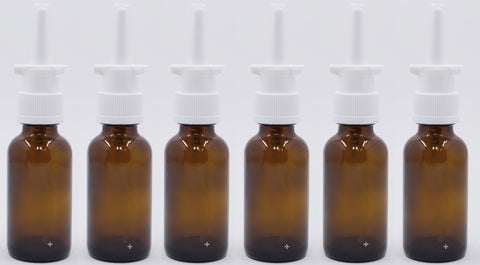 Snoot! Sprayer Nasal Sets - EMPTY 30ml (1 oz) Amber Glass Nasal Sprayers - No Labels