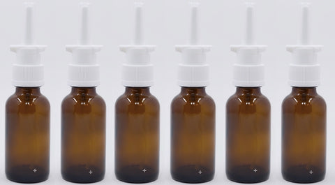Snoot! Sprayer Nasal Sets - EMPTY 30ml (1 oz) Amber Glass Nasal Sprayers - No Labels